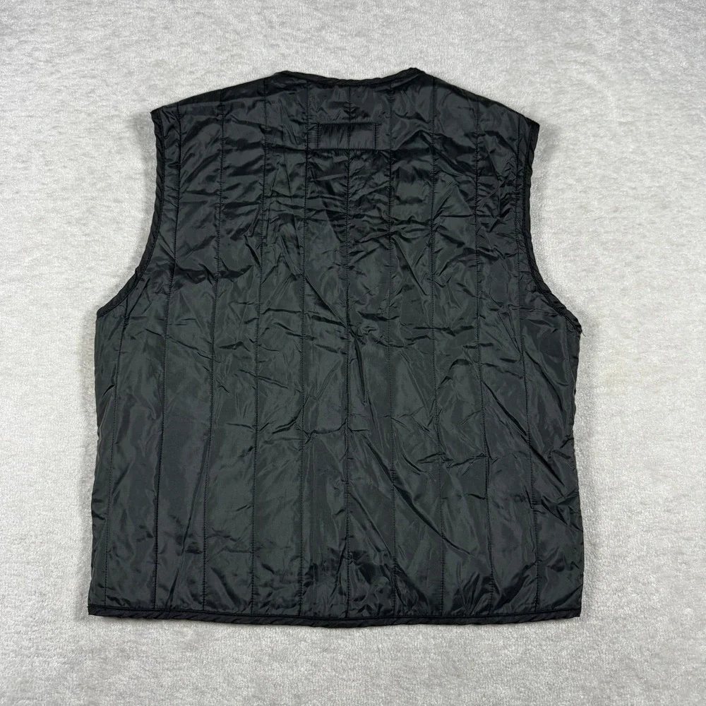 Harley Davidson Mens Black Quilted Vest‎ Thermolite Leather Trim Made in USA M